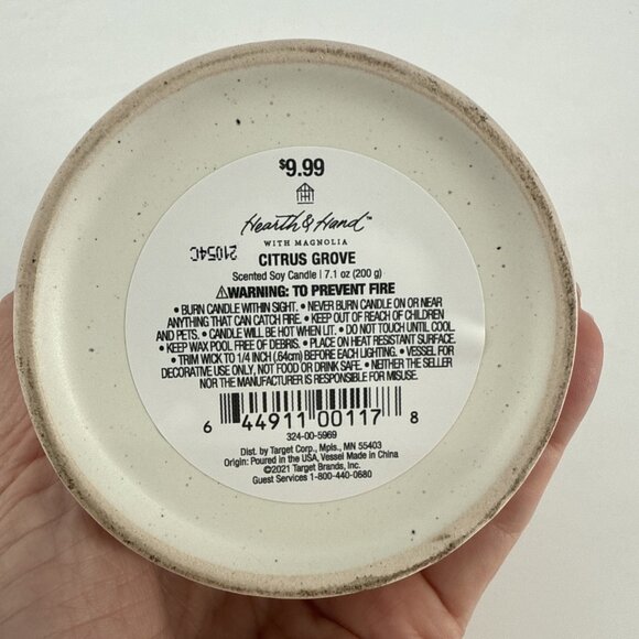 New Hearth & Hand Magnolia Citrus Grove Speckle Striped Ceramic Candle 7.1 oz - Picture 4 of 4